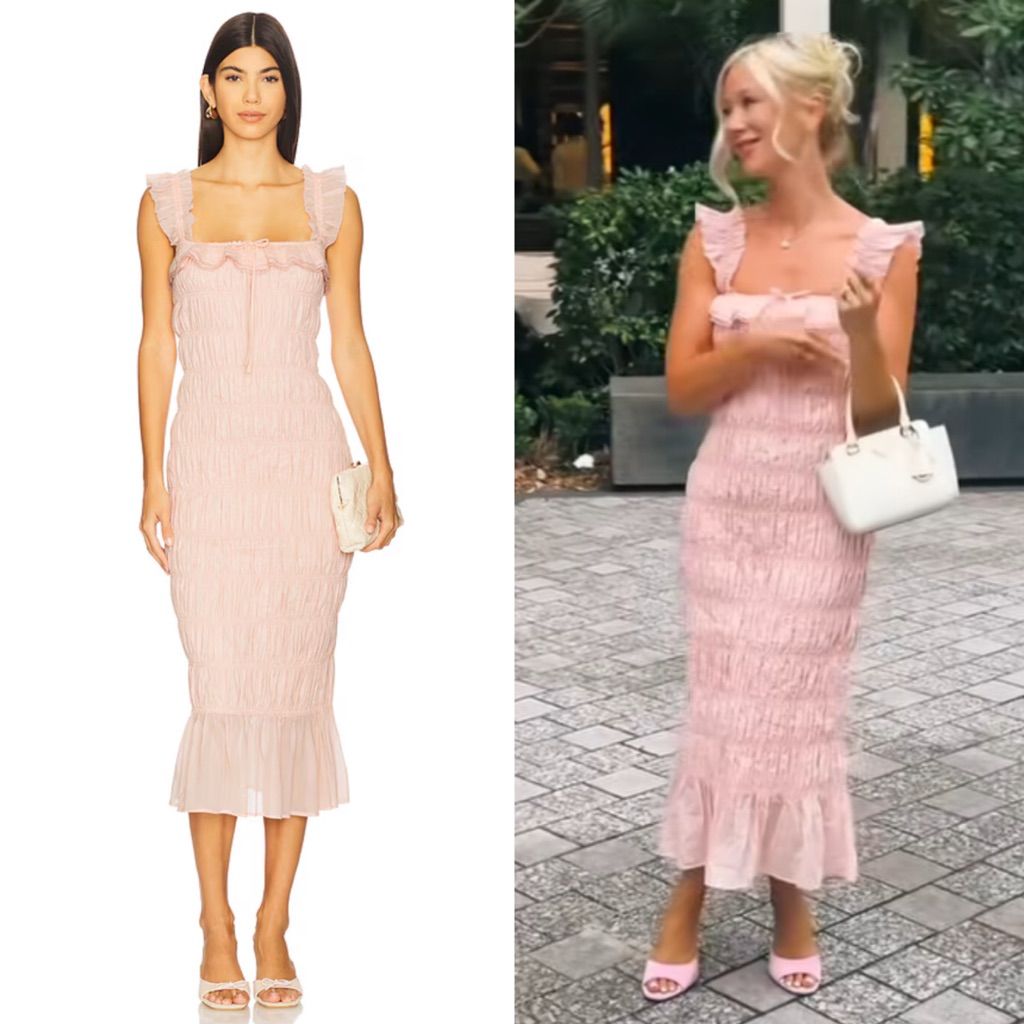 Tularosa X Yhasmina Ferrara Esmie Midi Dress In Light Pink Size Small